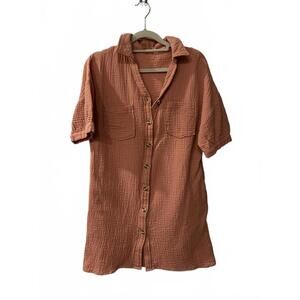 Burnt orange button down dress/tunic, women's size M